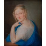 Reserve: 360 EUR        Biedermeier-Bildnis der Caroline Wilhelmine Wunder. Pastell, unsigniert,