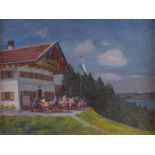 Reserve: 360 EUR        Fürst, Julius: Feiernde Gesellschaft. Gouache, rechts unten signiert/