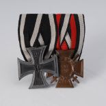 Kleine Ordensspange Eisernes Kreuz 1914. Eisernes Kreuz 1914 und Gedenkmedaille in Form des Eisernen