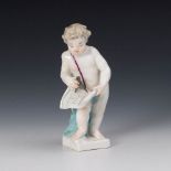 Reserve: 200 EUR        Putto als Allegorie der Baukunst, Meissen. Unglasierter Boden, ohne Marke,