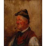 Reserve: 50 EUR        Müller-Coburg, Gustav Adolf: Rauchender Bauer. Öl/Holz, rechts oben signiert,