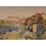 Reserve: 240 EUR        Beckert, Fritz: Nürnberg - Blick zur Burg. Aquarell, rechts unten