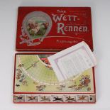 Reserve: 40 EUR        Kinderspiel "Das Wettrennen - Prachtausgabe". Um 1900. Hersteller J.W.