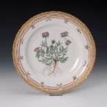 Teller "Flora Danica", Royal Copenhagen. Wellenmarke, bis 1893. Speiseteller mit gezacktem,