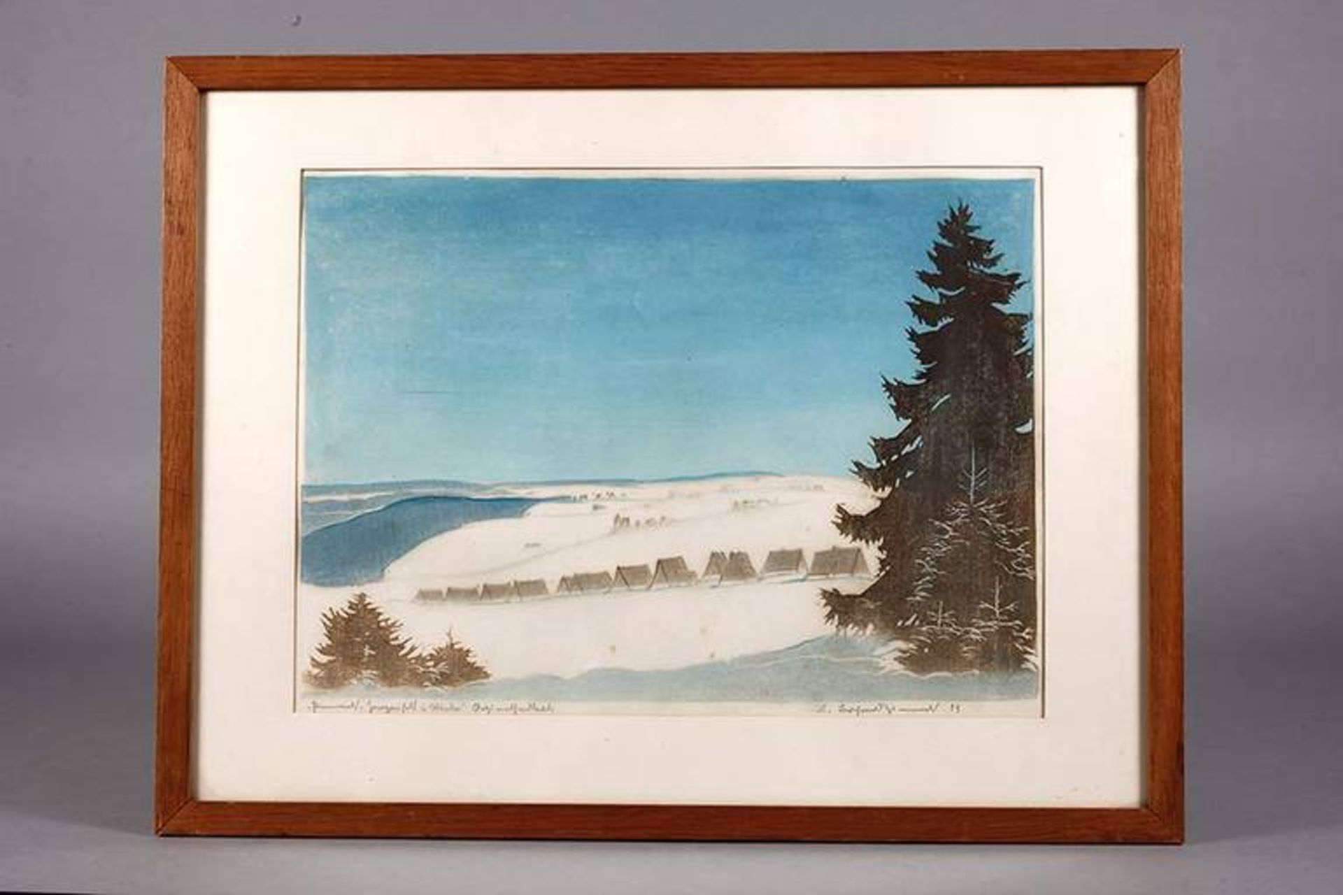 Erich Buchwald-Zinnwald, "Zinnwald-Georgenfeld im Winter" Blick in idyllische, tief verschneite - Bild 2 aus 3