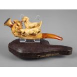 Meerschaumpfeife im Etui
Hersteller Oskar Rüger Dresden, um 1860, mit zwei geschnitzten