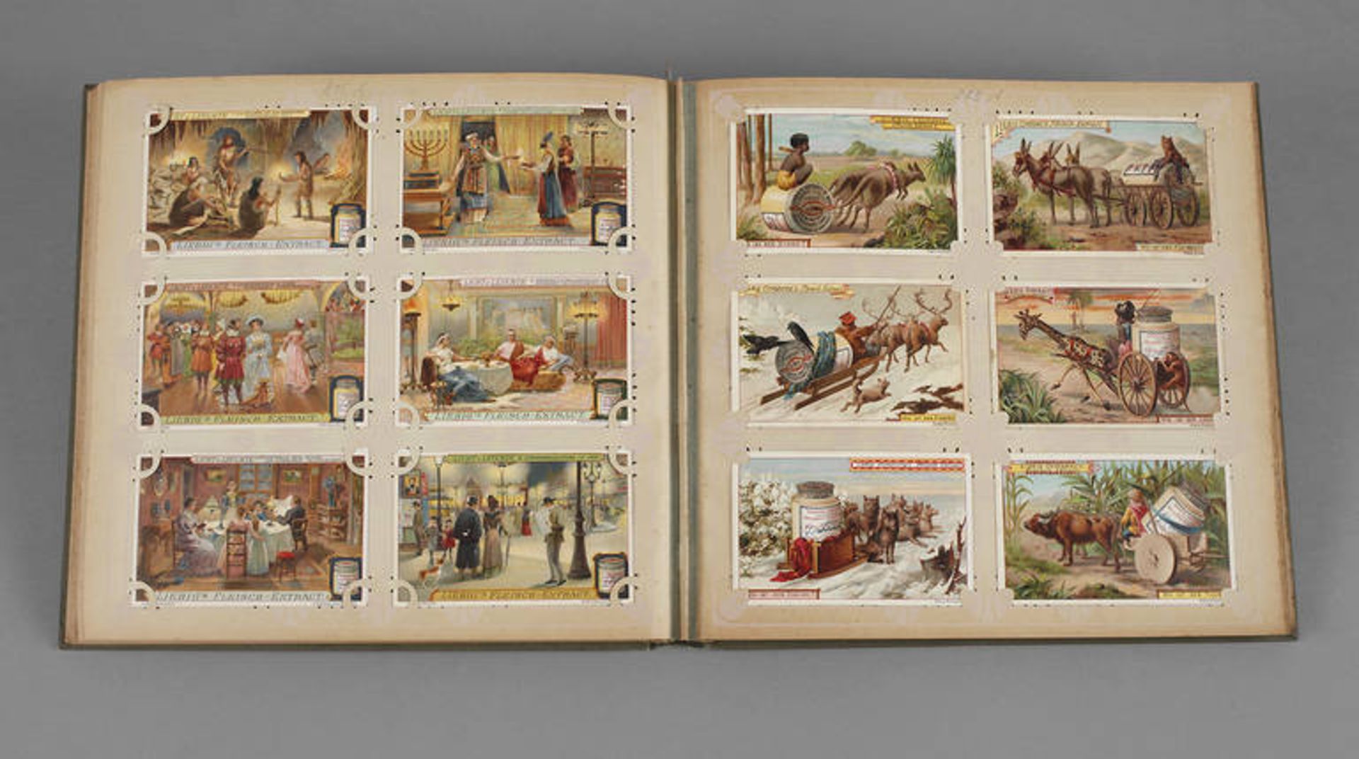 "Liebig-Bilder-Album"
deutsch, um 1890/1900, 300 chromolith. Bilder in 50 Serien à sechs Bildern,