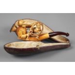 Wiener Meerschaumpfeife
um 1880, im original Etui, fein geschnitzte Darstellung eines Jockeys mit