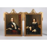 Paar Biedermeierportraits
als Pendants gearbeitete Halbfigurenbildnisse eines gutbürgerlichen Paares