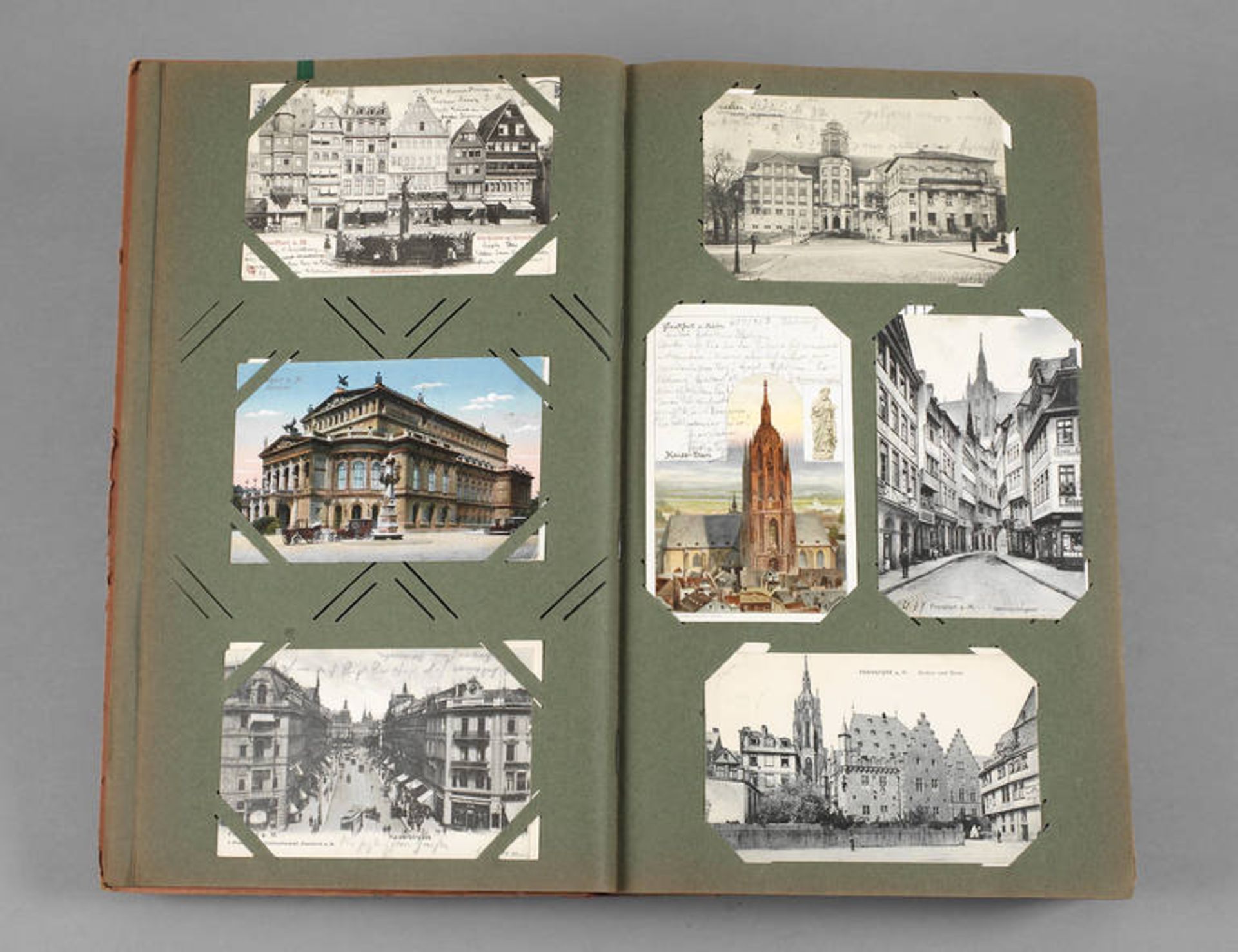 Postkartenalbum Deutschland/Alpenländer
dabei viel Frankfurt am Main, um 1900 bis 1930er Jahre,