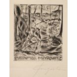 Michael Fingesten, Exlibris Eugen und Ida Meyrowitz
Holzfällerfamilie im Wald, in der Darstellung