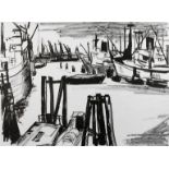 Tom Hops, "Im Hamburger Hafen"
Lithographie rechts unten in Blei handsigniert, um 1960, ungerahmt,