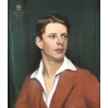 Bildnis Bernhard von Roehl
Bruststück eines jungen Mannes, mit weißem Hemd und roter Jacke, vor
