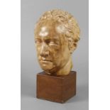 Kopfstück Goethe
wohl 1930er Jahre, unsign., Stukko partiell farbig gefasst, Kopfstück des berühmten