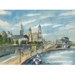 Dresdenansicht
sommerlicher Blick von der Elbe zum Terrassenufer und zur Altstadt von Dresden,