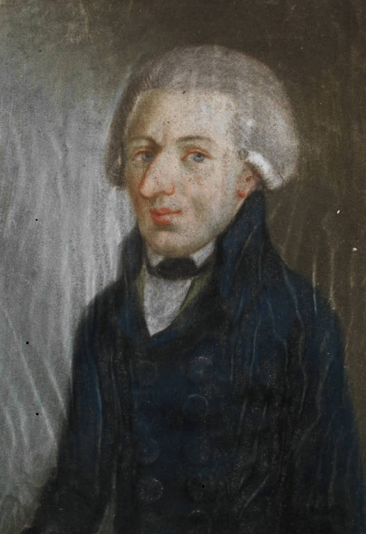 Klassizistisches Männerportrait
Halbfigurenbildnis eines jungen Mannes mit Perücke und blauem