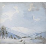 Karl Alexander Götze, Riesengebirge im Winter
Blick durch ein Tal auf den Reifträger mit dem