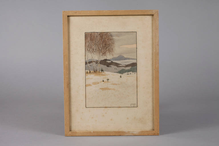 Ludwig Moos, attr., Winterlandschaft mit Birken
Blick über verschneite Wiese, vorbei an entlaubten - Image 3 of 3