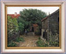 Leo KLEIN VON DIEPOLD (1865-1944), Farm. 40 cm x 50 cm. Painting oil on canvas signed lower left.