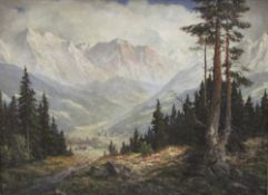 Adolf WEGENER (1891 -?). Alpine landscape. 84 cm x 113 cm. Painting oil on canvas, signed. Adolf