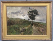 Theodor Joseph HAGEN (1842-1919), Landscape near Wismar. 24 cm x 32 cm. Painting oil on heavy