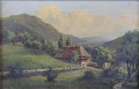 Max WALTHER (1856-1910). Schwarzwaldhof. Black Forest. 27 cm x 41 cm. Painting, oil on canvas.