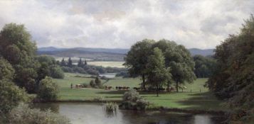 Heinrich DEITERS (1840 - 1916), Landscape. 30 cm x 60 cm. Painting Oil on wood signed lower left.