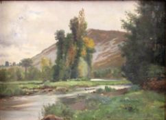 Lionel BRIOUX (XIX). Summer landscape. 33 cm x 47 cm. Painting oil on canvas signed lower right.