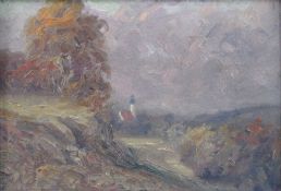 Karl FREYTAG (1867-1926). Thalkirchen bei München. 14 cm x 20 cm. Painting, oil on canvas. Verso