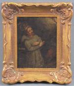 Probably St. Benedict of Nursia. Painting 17th century. 18 cm x 14 cm. Painting oil on copper.