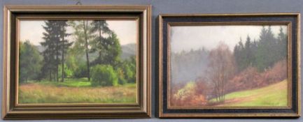 Hanni FRANKE (1890-1973). 2 paintings: forest clearing in the summer and "Aus dem Taunus März". Each