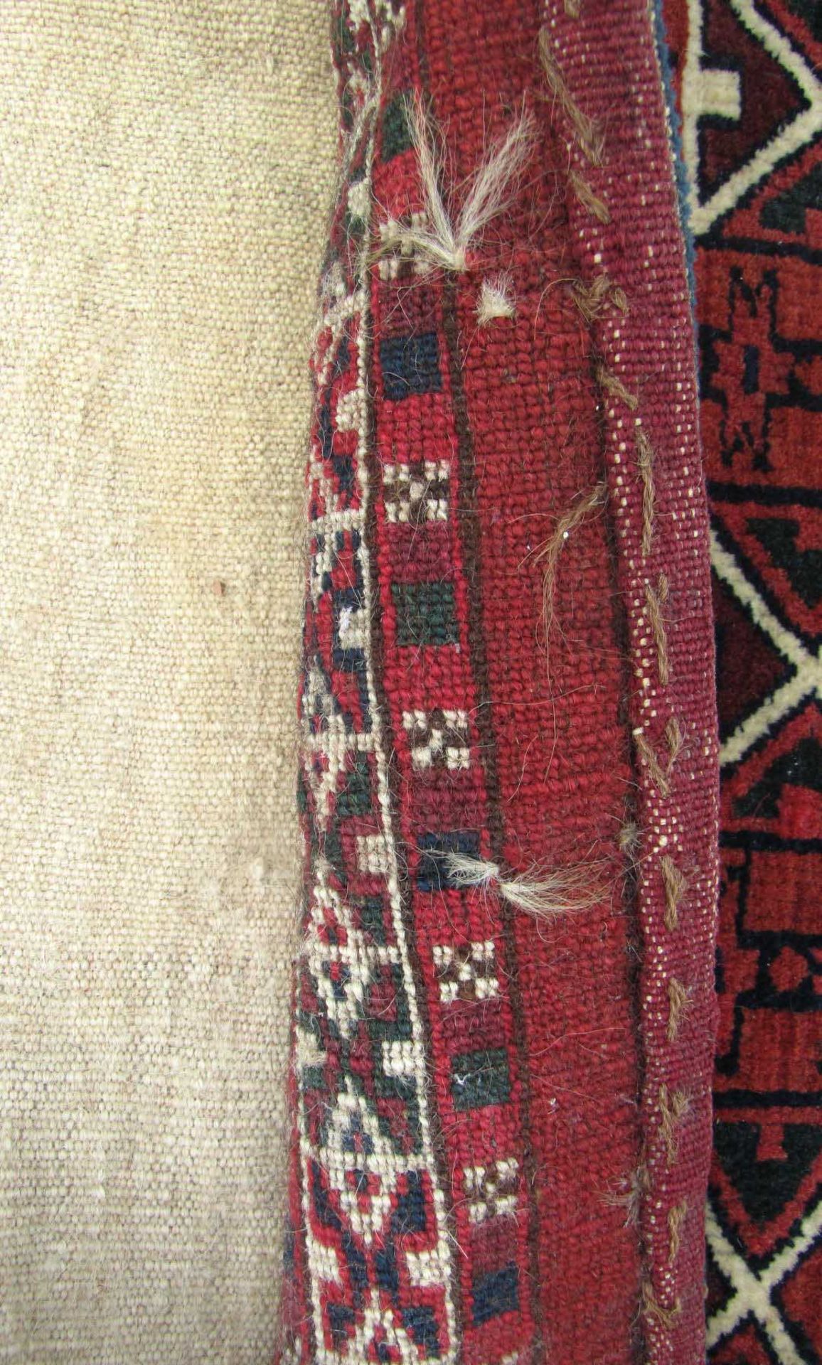 Yomut Torba Stammesteppich. Turkmenistan, antik, um 1880.37 cm x 85 cm. Handgeknüpft, Wolle auf - Image 4 of 4