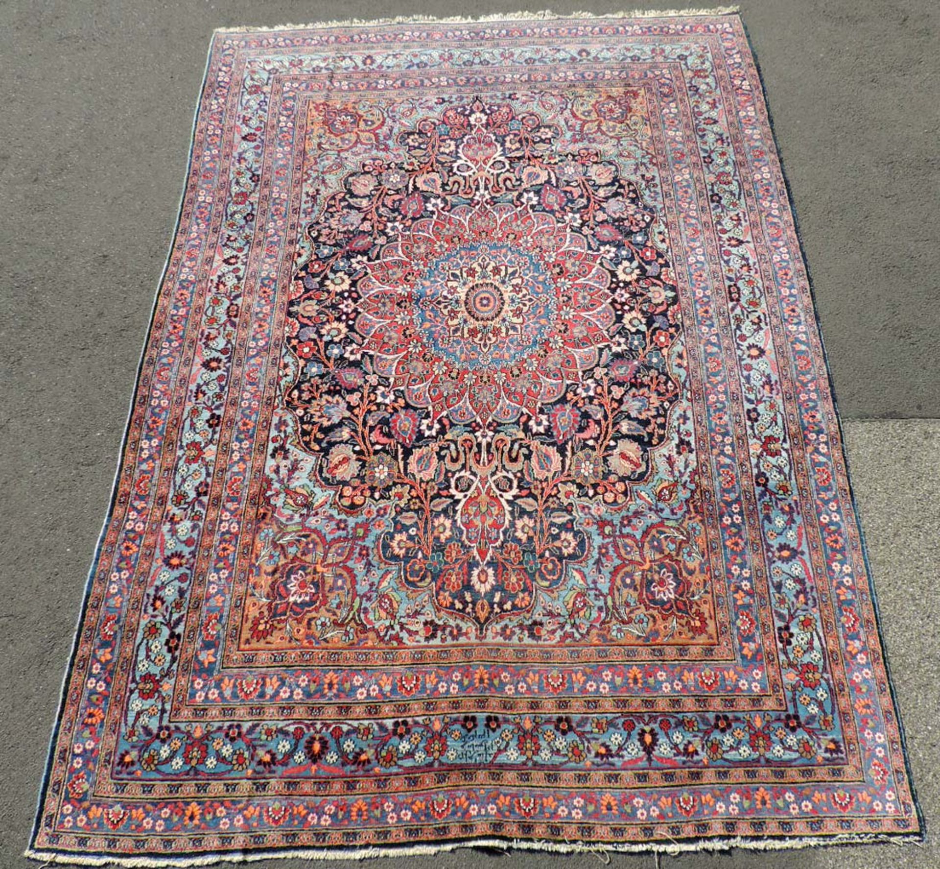 Chorrasan Manufakturteppich. Ost-Iran, antik, um 1900.422 cm x 300 cm. Handgeknüpft, Wolle auf