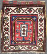Shah-Savan Taschenfront Stammesteppich. Iran, antik, um 190065 cm x 58 cm. Handgeknüpft, Wolle auf