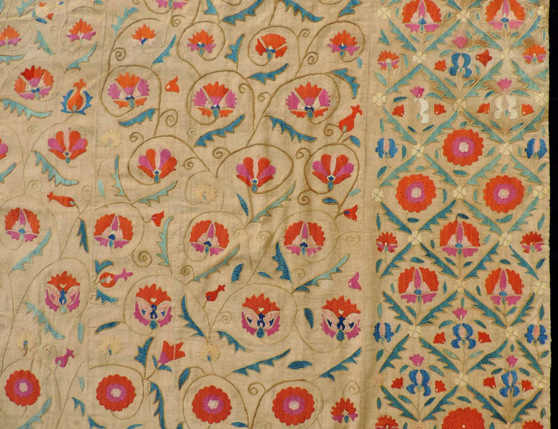 Buchara Suzani. Usbekistan, antik, 19. Jahrhundert.224 cm x 168 cm. Handgestickt, Seide auf - Image 12 of 12