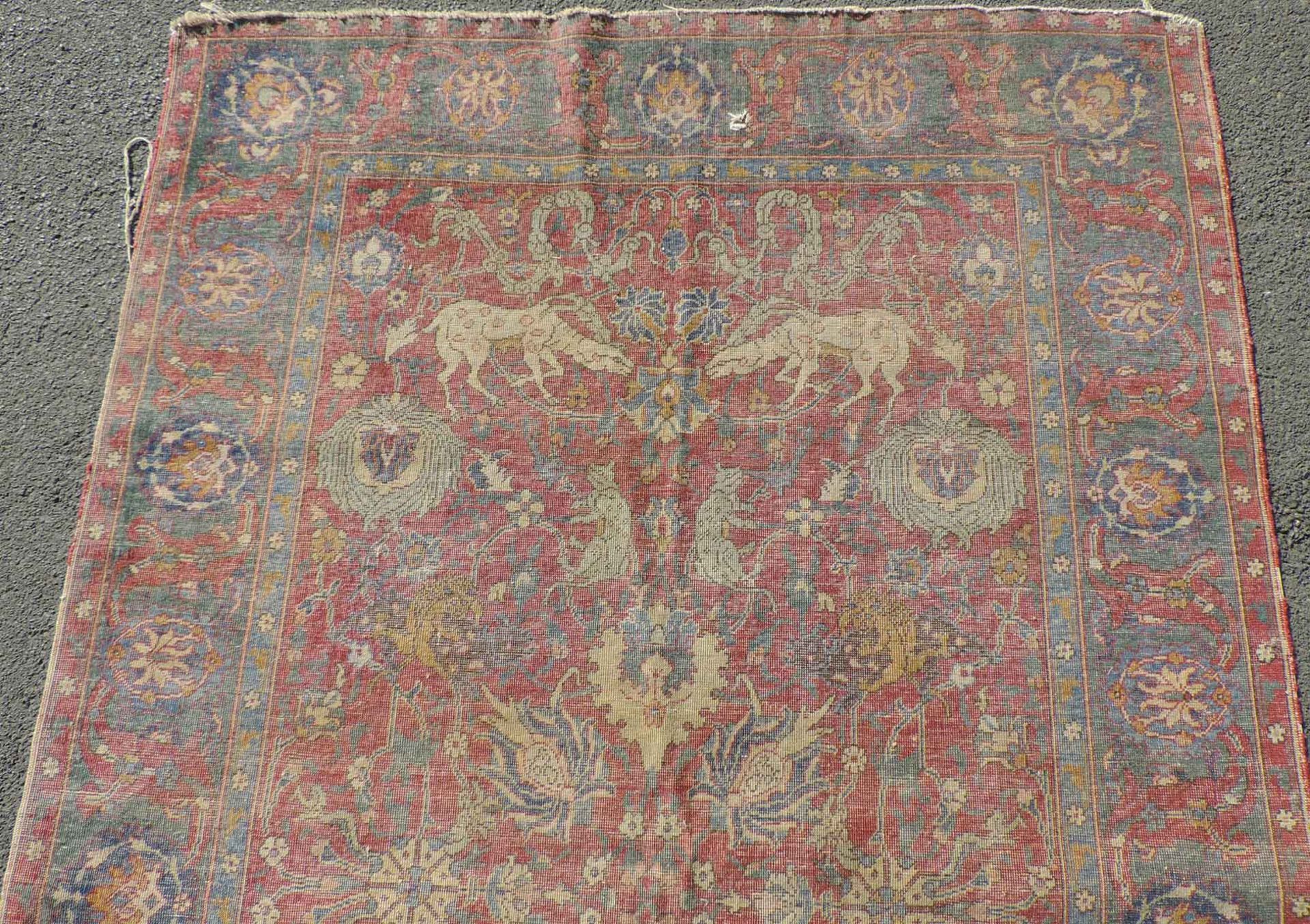 Mughal Tierteppich von Teodor Tuduc und Werkstatt.200 cm 125 cm. Handgeknüpft, Wolle auf - Image 4 of 9