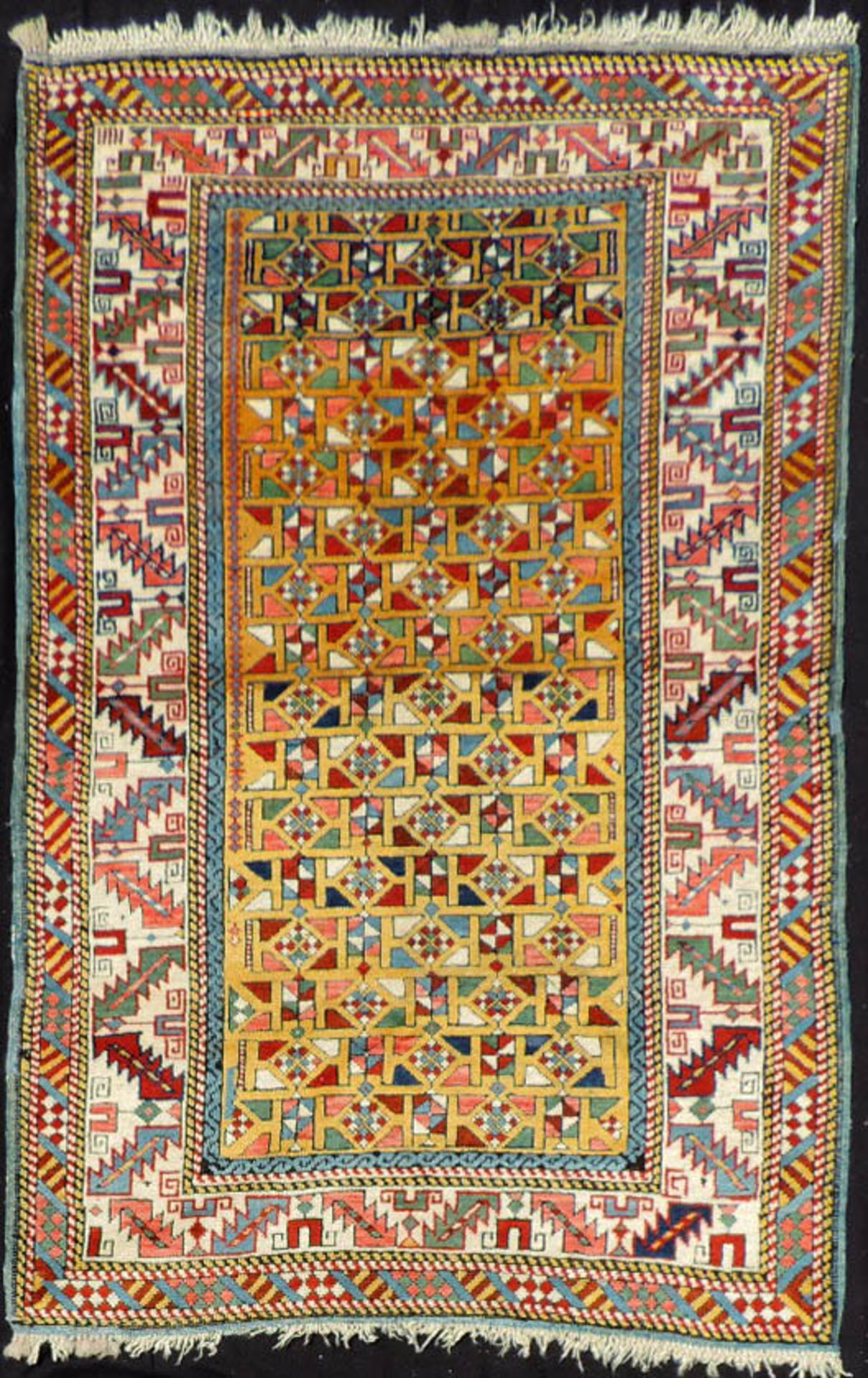 Dagestan Dorfteppich. Kaukasus, antik, 19. Jahrhundert.143 cm x 93 cm. Handgeknüpft, Wolle auf