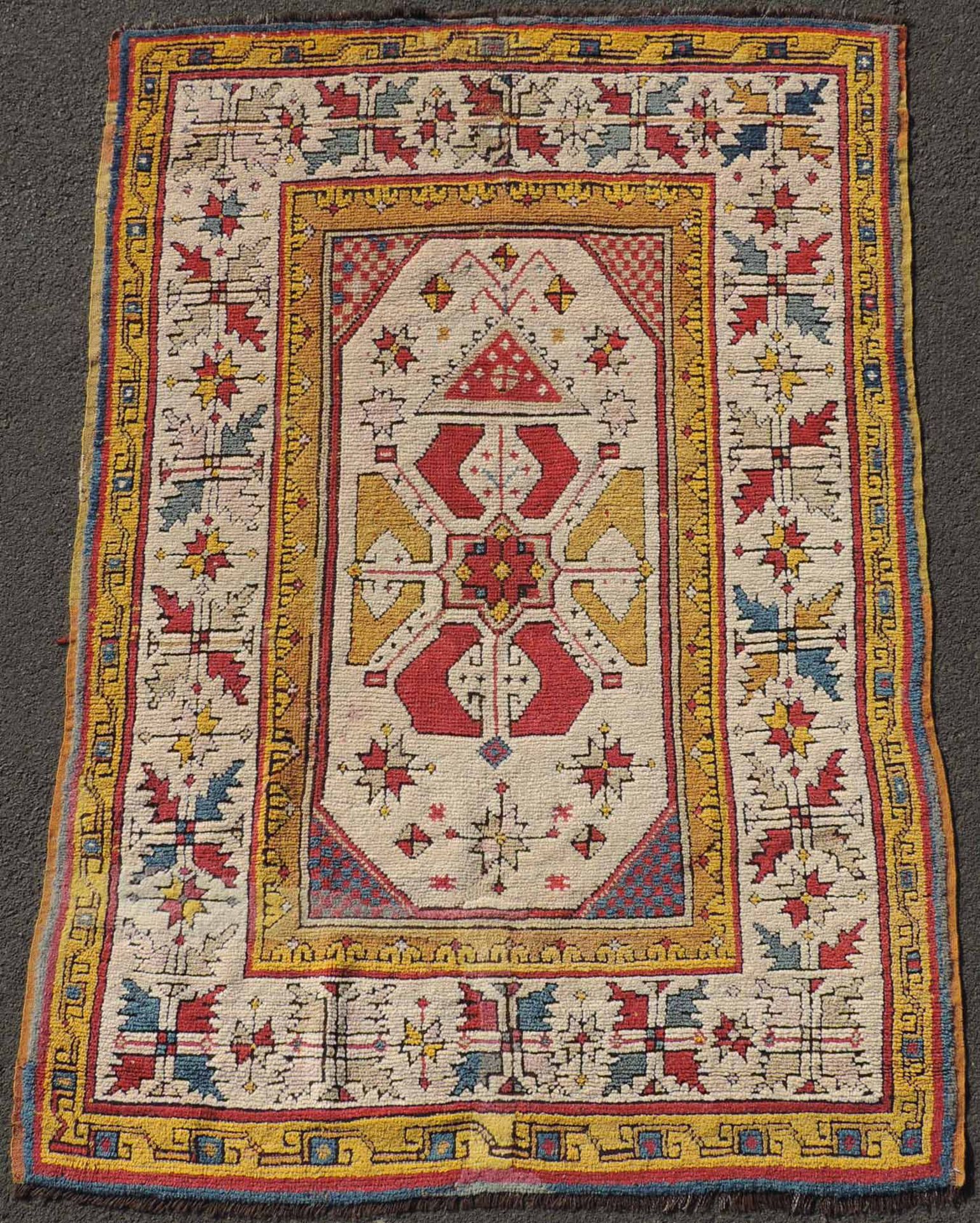 Monastir Gebetsteppich. Thrakien, osmanisches Reich, antik, um 1890.172 cm x 126 cm. Handgeknüpft,