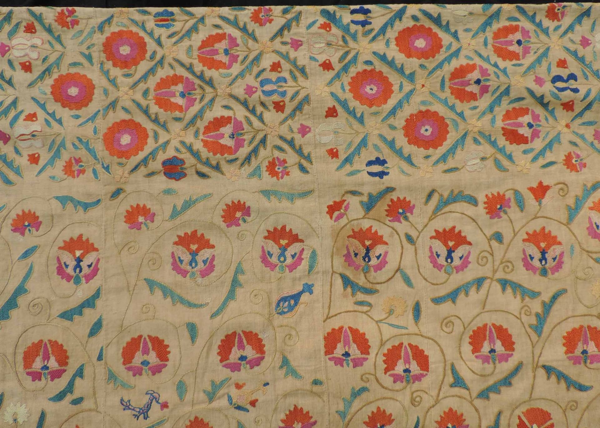 Buchara Suzani. Usbekistan, antik, 19. Jahrhundert.224 cm x 168 cm. Handgestickt, Seide auf - Image 10 of 12