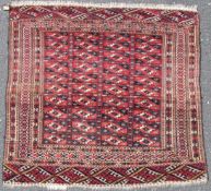 Tekke Herdteppich. Turkmenistan, antik, 1880.94 cm x 100 cm. Teppich, handgeknüpft, Naturfarben.