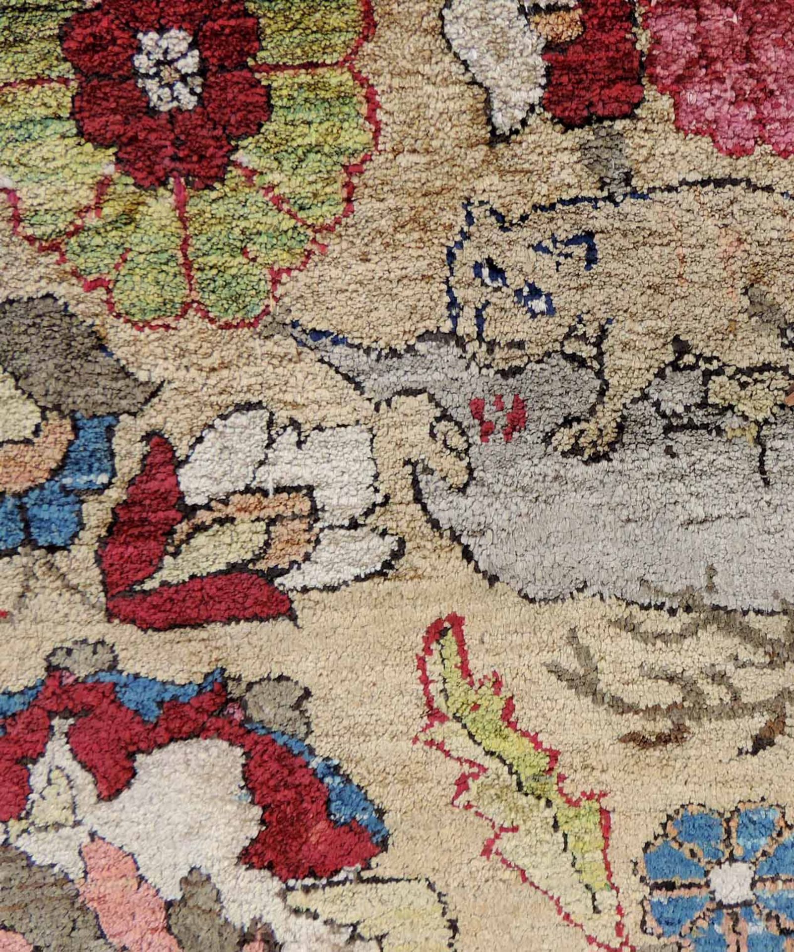 Keschan Jagdteppich, Seide. Iran, antik, 19. Jahrhundert.295 cm x 196 cm. Handgeknüpft, Seide auf - Image 2 of 15