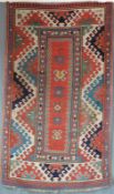 Bordjalou-Kasak. Kaukasus, Mitte 19. Jahrhundert.236 cm x 140 cm. Handgeknüpft, Wolle auf Wolle,