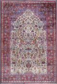 Keschan Paradiesteppich. Seide auf Seide, selten fein. Iran, alt, um 1920.198 cm x 131 cm.