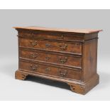 RARE AND SMALL WALNUT CHEST OF DRAWERS, ROME, BEGINNINGS OF THE 18TH CENTURY with reserves in