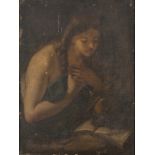 ROMAN PAINTER, XVIII CENTURY MARY MAGDALENE IN PRAYER Oil on canvas, cm. 97 x 73 golden frame