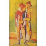 ANTONIO VANGELLI (Rome 1917-2004) Figures Oil on plywood, cm. 38 x 24 Signature to the back Loss