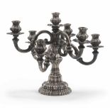 SILVER CANDLEHOLDER, PROBABLY VIENNA, 19TH CENTURY double set of three arms with ramage and