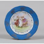 PORCELAIN PLATE, FRANCE, EARLY 20TH CENTURY polychrome, motif of landscape with the three Graces and