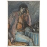 ITALIAN 20TH CENTURY PAINTER Figure of man Mixed media on cardboard, 45 x 32 cm. Signed '
