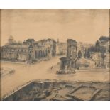 20TH CENTURY ROMAN PAINTER View of Rome, 1942 Charcoal on paper, 53 x 62 cm. Signed 'Luigi